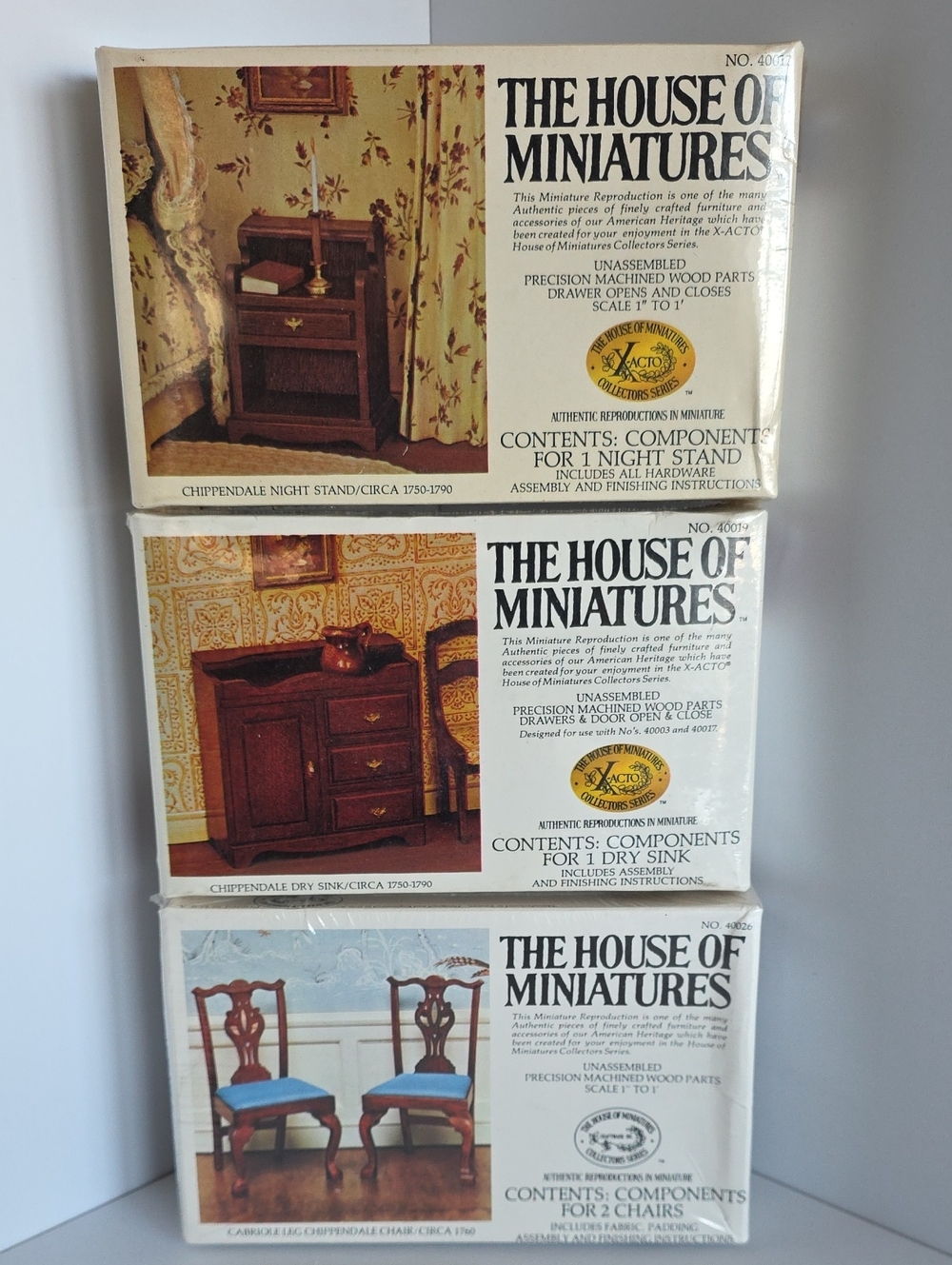 Lot Of 3 House Of Minatures "Chippendale" 40012/40019/40026 Sealed Box